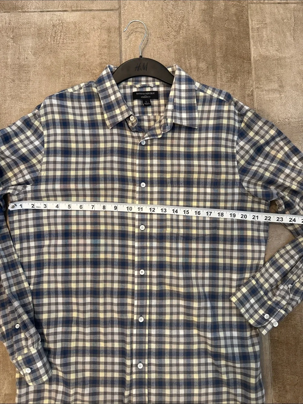 Banana Republic Blue and White Plaid Button-Down Shirt